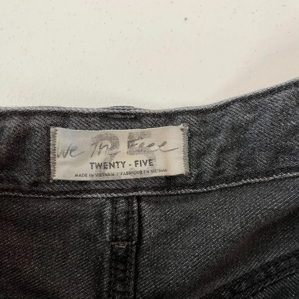 Free People We The Free Makai Cutoff Denim Shorts Distressed Black 25 Button Fly